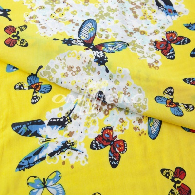 Плательная ткань "Софи" 7.2, 75 гр/м2, шир.150 см, принт бабочки - купить в Балаково. Цена 241.49 руб.