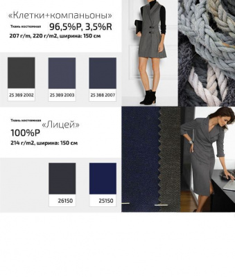 Ткань костюмная 21010 2167, 225 гр/м2, шир.150см, цвет серый - купить в Балаково. Цена 390.73 руб.