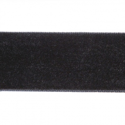 Лента бархатная нейлон, шир.25 мм, (упак. 45,7м), цв.03-черный - купить в Балаково. Цена: 800.84 руб.