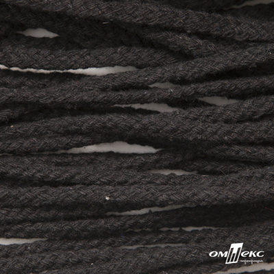 Шнур плетеный d-6 мм круглый, 70% хлопок 30% полиэстер, уп.90+/-1 м, цв.1078-черный - купить в Балаково. Цена: 594 руб.