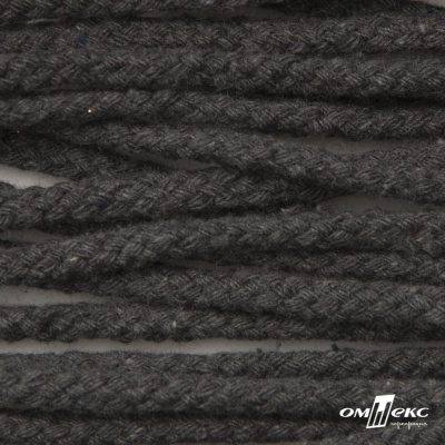 Шнур плетеный d-6 мм круглый, 70% хлопок 30% полиэстер, уп.90+/-1 м, цв.1088-т.серый - купить в Балаково. Цена: 588 руб.