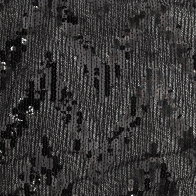 Трикотажное полотно с пайетками, шир.130 см, #311-бахрома чёрная - купить в Балаково. Цена 1 183.35 руб.