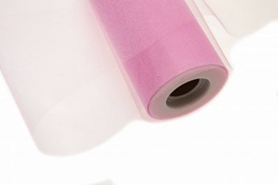 Фатин блестящий в шпульках 16-14, 12 гр/м2, шир. 15 см (в нам. 25+/-1 м), цвет розовый - купить в Балаково. Цена: 108.61 руб.