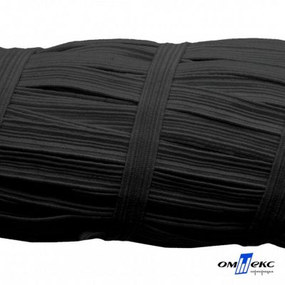 Резиновые нити с текстильным покрытием, шир. 6 мм (55 м/уп), цв.-черный - купить в Балаково. Цена: 210.75 руб.