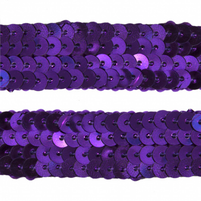 Тесьма с пайетками 12, шир. 20 мм/уп. 25+/-1 м, цвет фиолет - купить в Балаково. Цена: 778.19 руб.