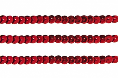 Пайетки "ОмТекс" на нитях, SILVER-BASE, 6 мм С / упак.73+/-1м, цв. 3 - красный - купить в Балаково. Цена: 468.37 руб.