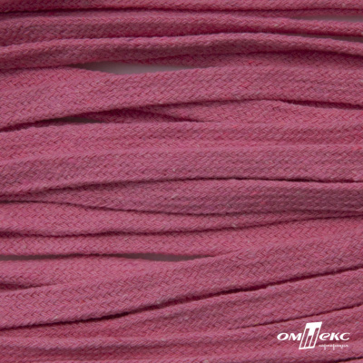 Шнур плетеный d-8 мм плоский, 70% хлопок 30% полиэстер, уп.85+/-1 м, цв.1029-розовый - купить в Балаково. Цена: 735 руб.