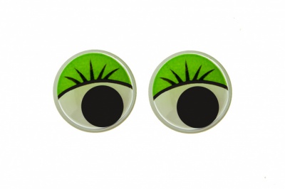 Глазки для игрушек, круглые, с бегающими зрачками, 15 мм/упак.50+/-2 шт, цв. -зеленый - купить в Балаково. Цена: 113.01 руб.