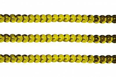 Пайетки "ОмТекс" на нитях, SILVER-BASE, 6 мм С / упак.73+/-1м, цв. 7 - св.золото - купить в Балаково. Цена: 468.37 руб.