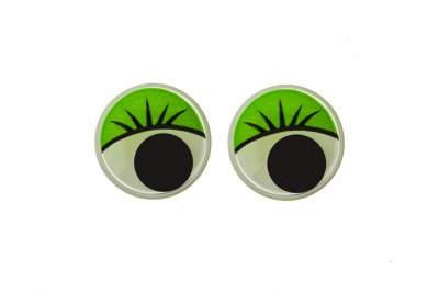 Глазки для игрушек, круглые, с бегающими зрачками, 12 мм/упак.50+/-2 шт, цв. -зеленый - купить в Балаково. Цена: 96.01 руб.