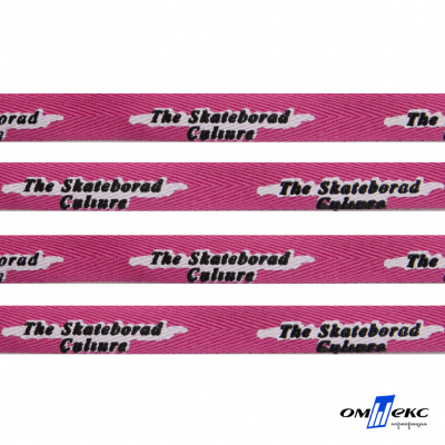 Тесьма отделочная (киперная) 10 мм, 100% хлопок,"THE SKATEBOARD CULIURE"(45 м) цв.121-26 -яр.розовый - купить в Балаково. Цена: 850.62 руб.