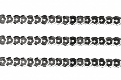 Пайетки "ОмТекс" на нитях, SILVER-BASE, 6 мм С / упак.73+/-1м, цв. 1 - серебро - купить в Балаково. Цена: 468.37 руб.