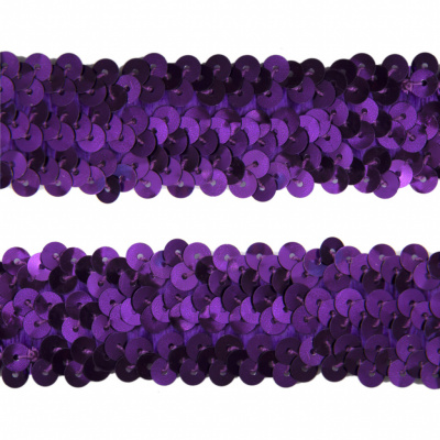 Тесьма с пайетками 12, шир. 30 мм/уп. 25+/-1 м, цвет фиолет - купить в Балаково. Цена: 1 098.48 руб.