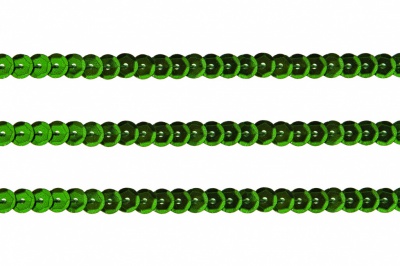 Пайетки "ОмТекс" на нитях, SILVER-BASE, 6 мм С / упак.73+/-1м, цв. 4 - зеленый - купить в Балаково. Цена: 484.77 руб.
