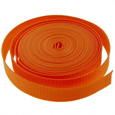 Стропа текстильная, шир. 25 мм (в нам. 50+/-1 ярд), цвет оранжевый - купить в Балаково. Цена: 409.94 руб.